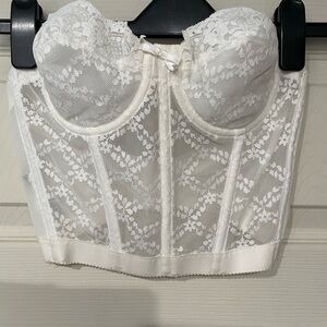 Saks Fifth Avenue Floral Lace Bustier in White
